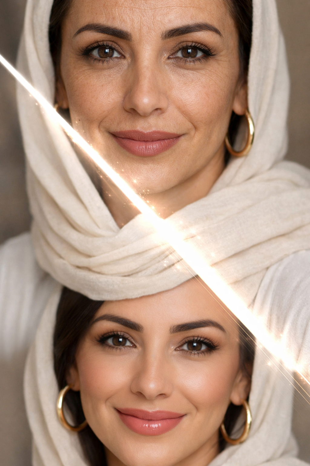 Facial Rejuvenation Before and After - Non-surgical facial enhancement with Botox and fillers at Dr. Naela Aldoghmi Clinic
